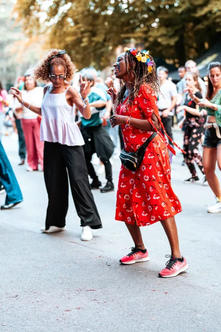 Joyful people at fiesta latina
