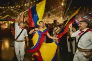 Joyful people at fiesta latina